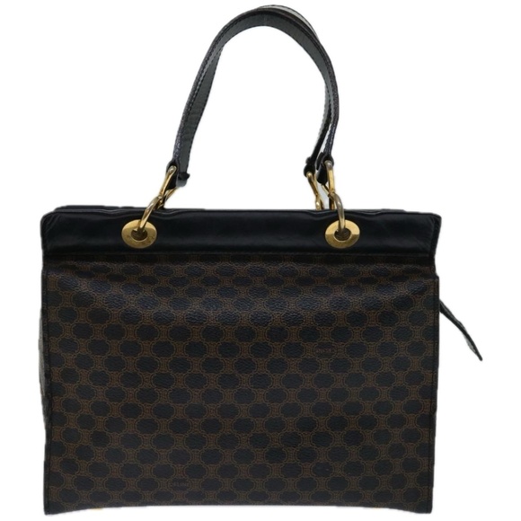 CELINE Macadam Canvas Hand Bag PVC Brown Black Auth 67089 - Picture 13 of 16